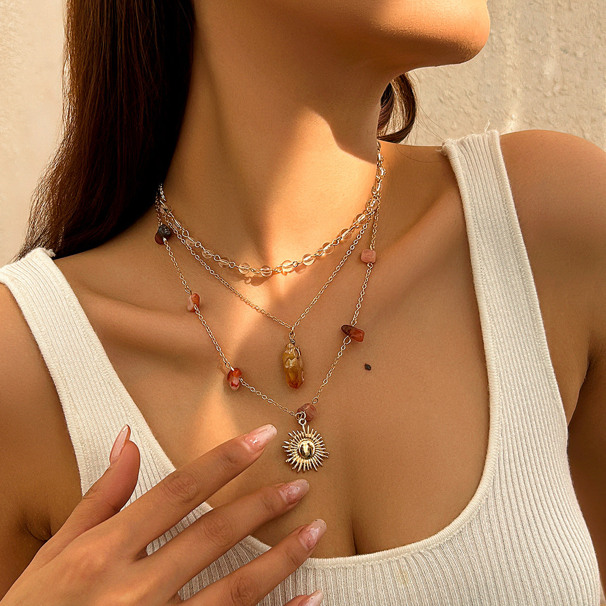 Sunflower Gravel Necklace