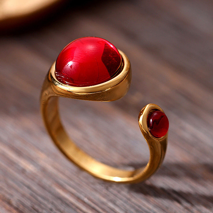 Garnet Open Ring