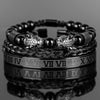 Leopard Head Combination Woven Bracelet - Black + White Diamond