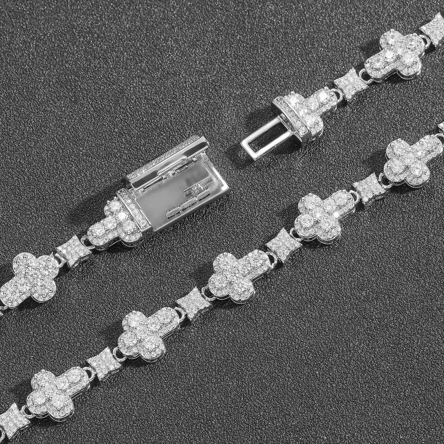 Cross Flower Hip Hop Zircon Bracelet