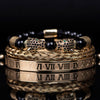 Leopard Head Combination Woven Bracelet - Gold + Black Diamond