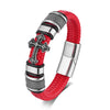 Metal Leather Bracelet - Red