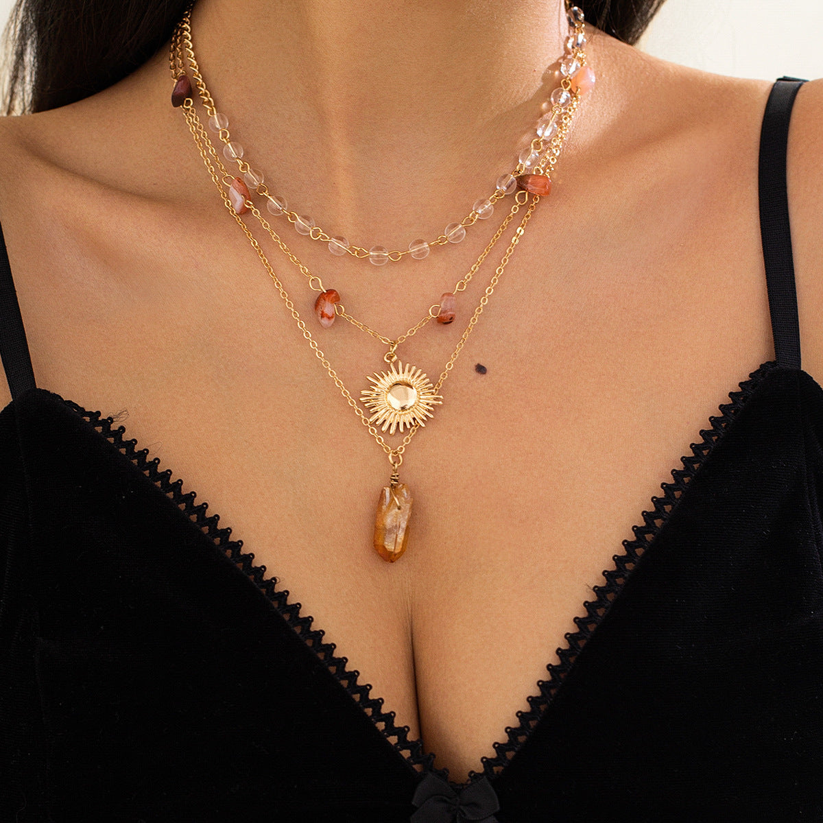 Sunflower Gravel Necklace