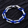 Ceramic Square Bracelet - White+Blue Interval Paint