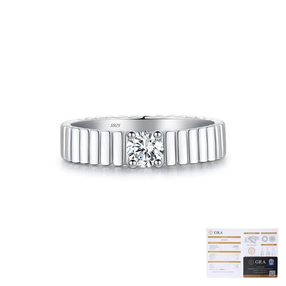 Sterling Silver Moissanite Diamond Ring