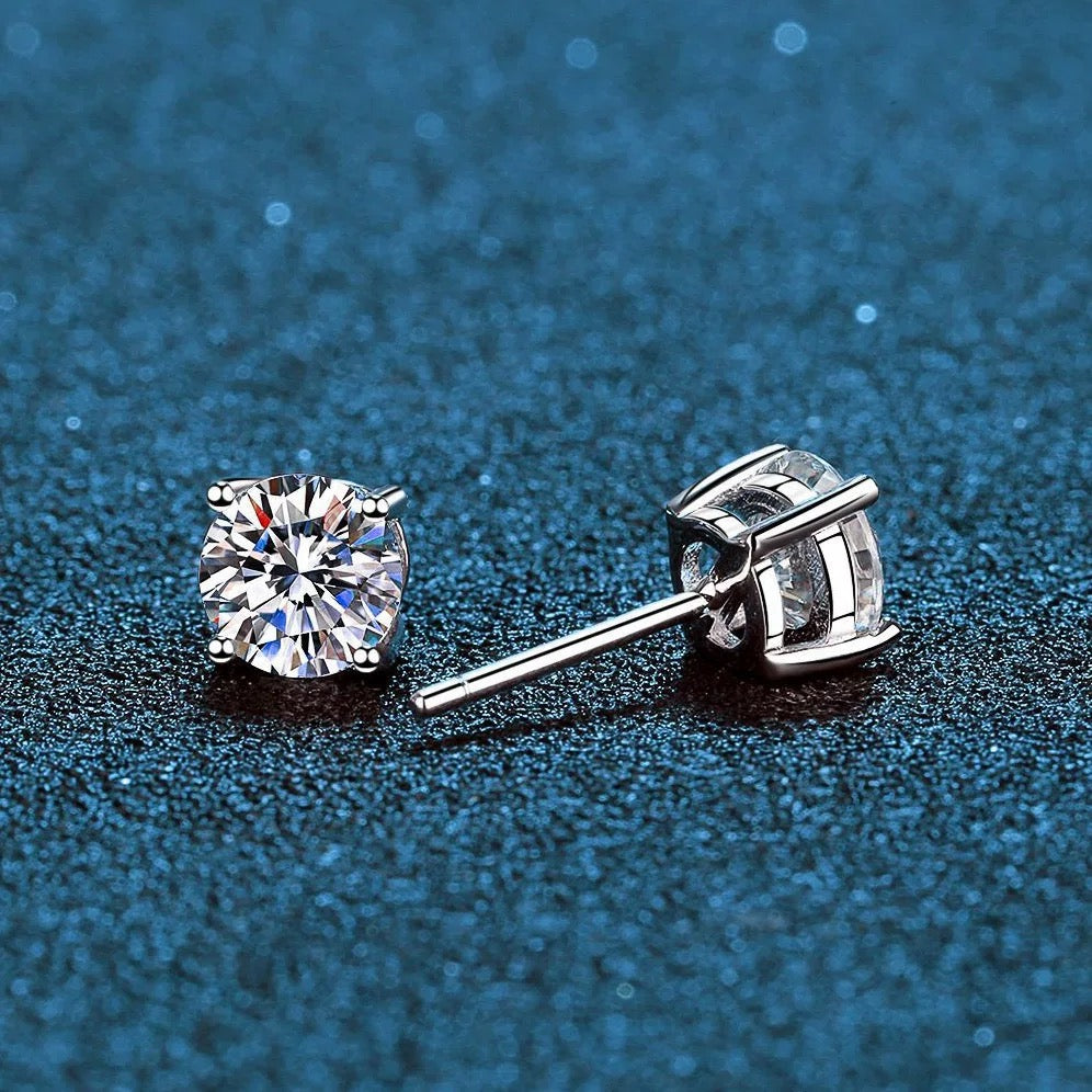 Sterling Silver Moissanite Stud Earrings