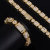 10mm Square + Round Tennis Chain - Gold