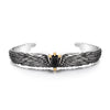 Vintage Black Onyx Eagle Wing Bracelet - Silver