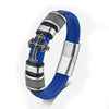 Metal Leather Bracelet - Blue