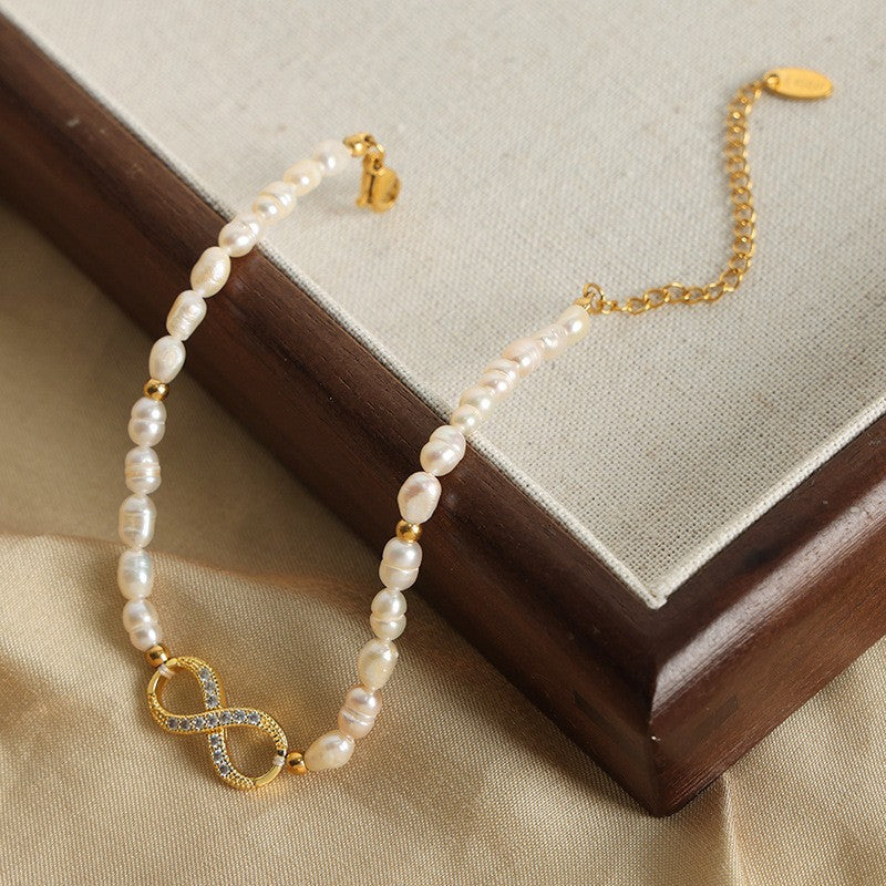 Baroque Natural Pearl and Diamond Bracelet