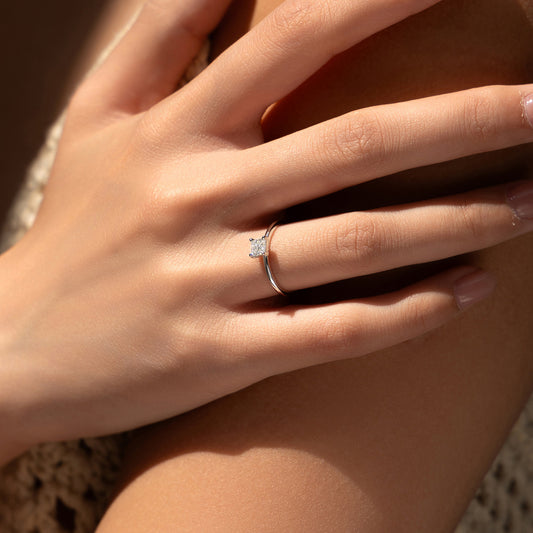 Simple Modern Sterling Silver Moissanite Ring