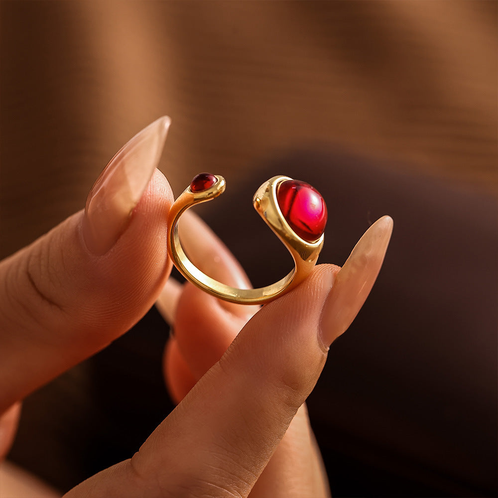 Garnet Open Ring