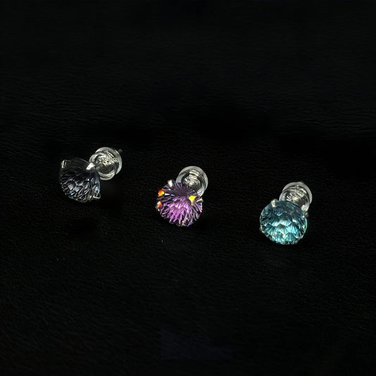 Sterling Silver Firework Cut Earrings