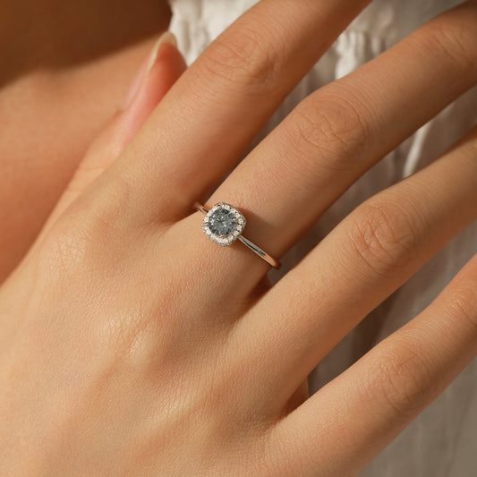 High-Grade Gray Sterling Silver Moissanite Ring