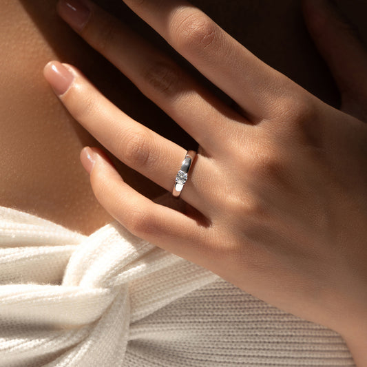 Classic Sterling Silver Moissanite Ring