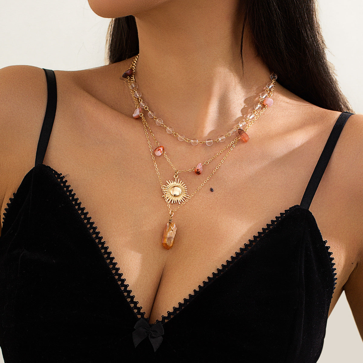 Sunflower Gravel Necklace