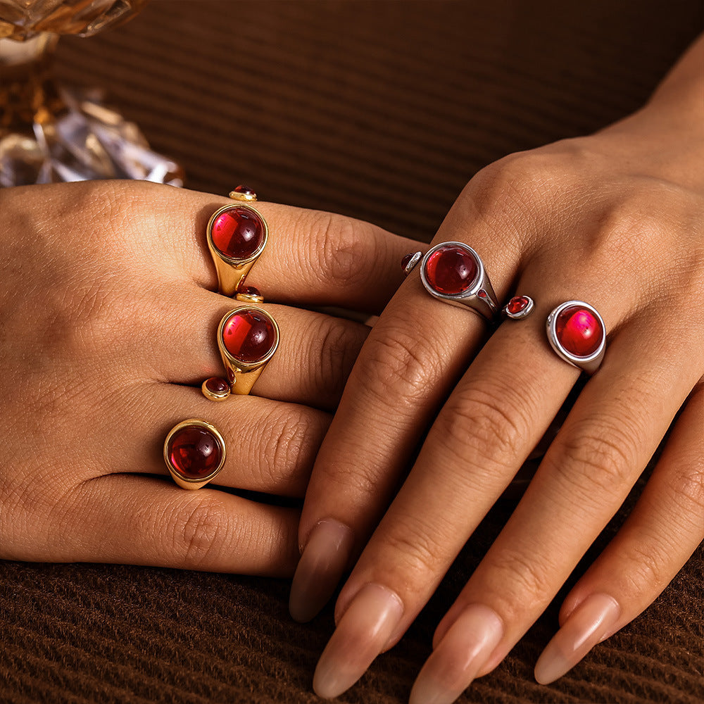 Garnet Open Ring