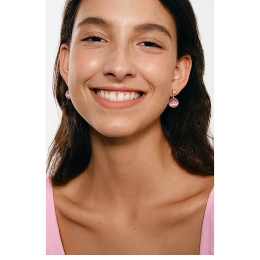 Peach Pink Cat's Eye Earrings