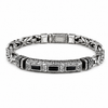 Vintage Engraved Woven Bracelet - Black Stone