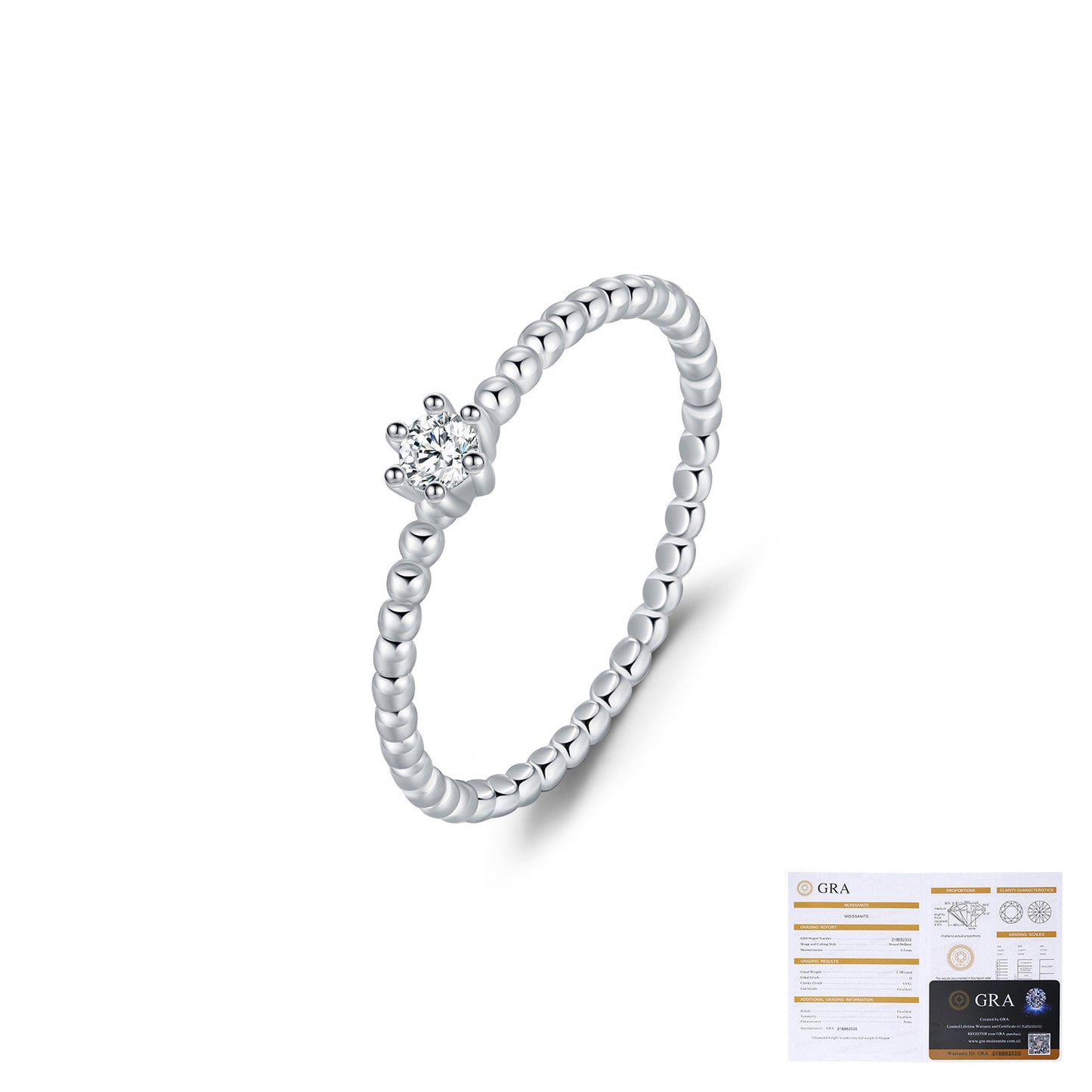 Sterling Silver Heart Moissanite Ring