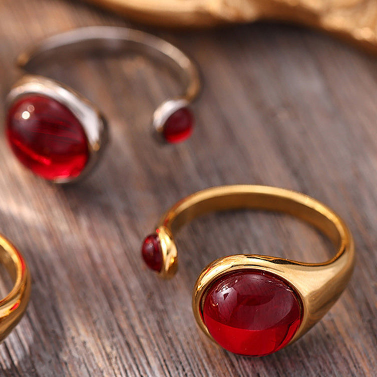 Garnet Open Ring