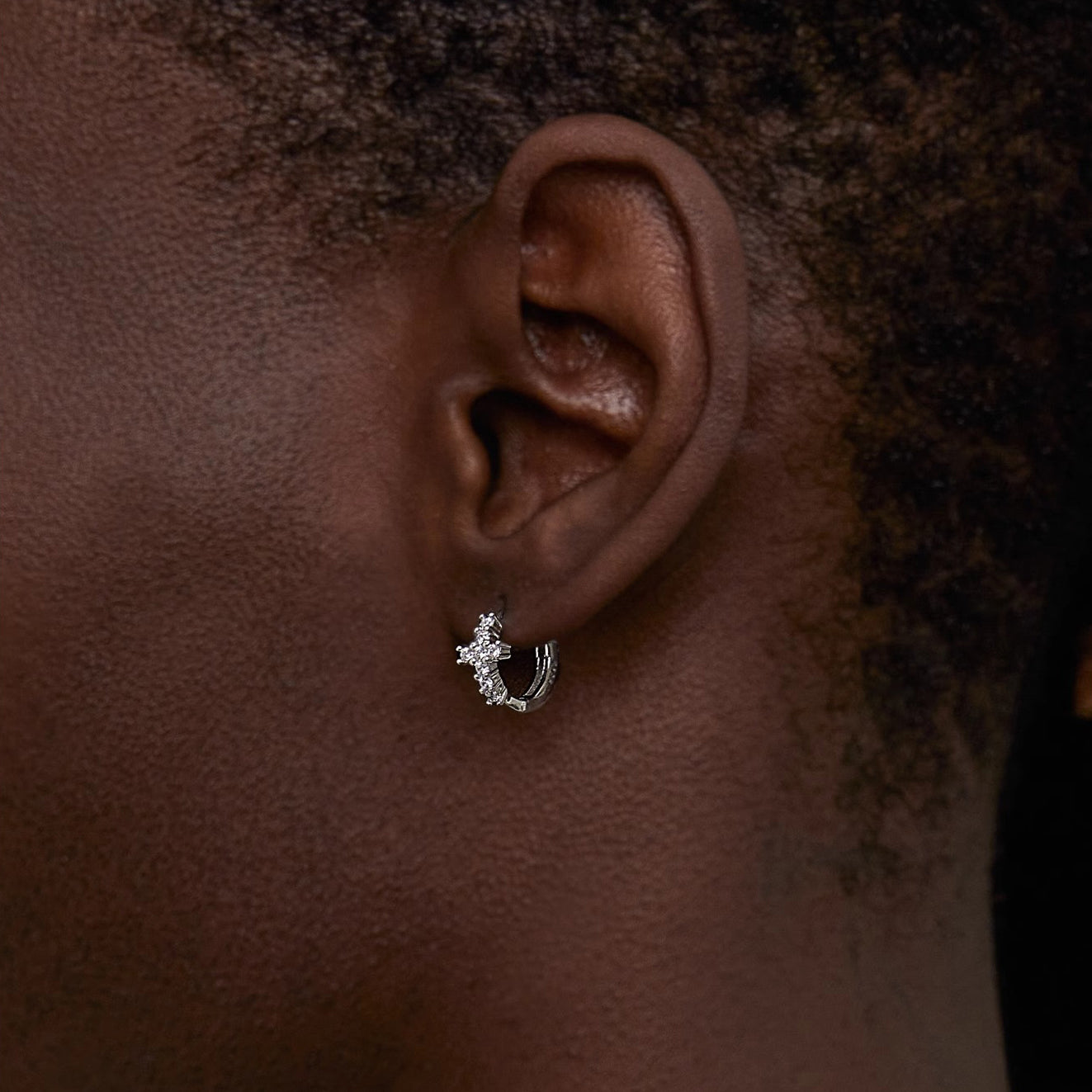 925 Sterling Silver Diamond Cross Earrings