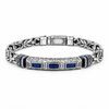 Vintage Engraved Woven Bracelet - Blue Stone