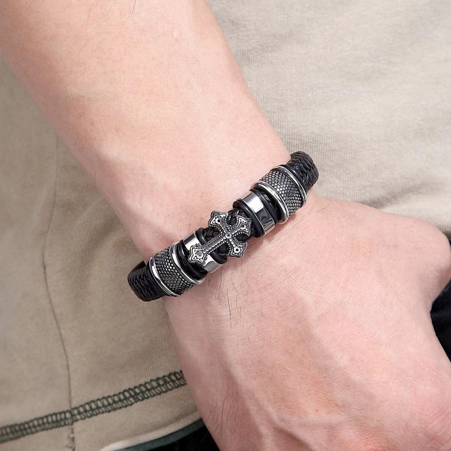 Metal Leather Bracelet