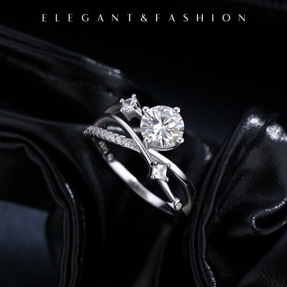 Flower Branch Sterling Silver Moissanite Ring