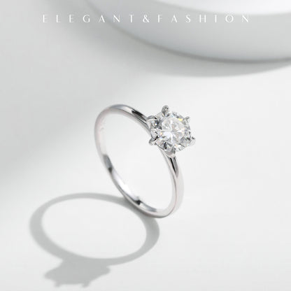 Classic 1 Carat Sterling Silver Moissanite Ring
