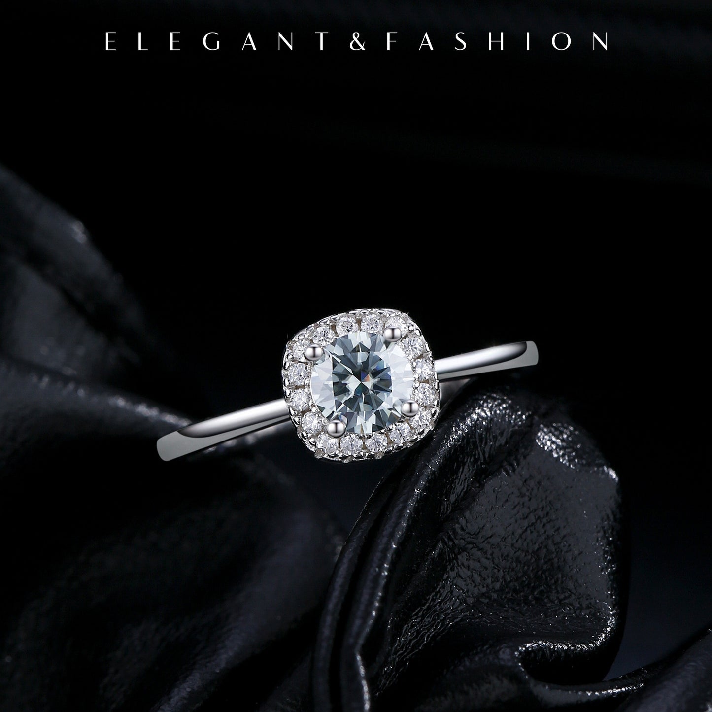 High-Grade Gray Sterling Silver Moissanite Ring