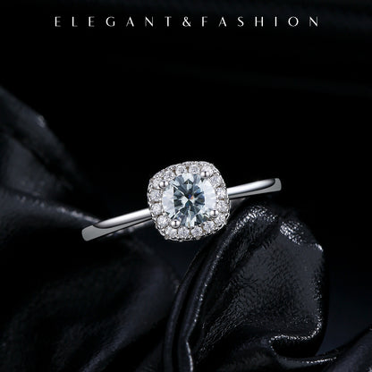 High-Grade Gray Sterling Silver Moissanite Ring