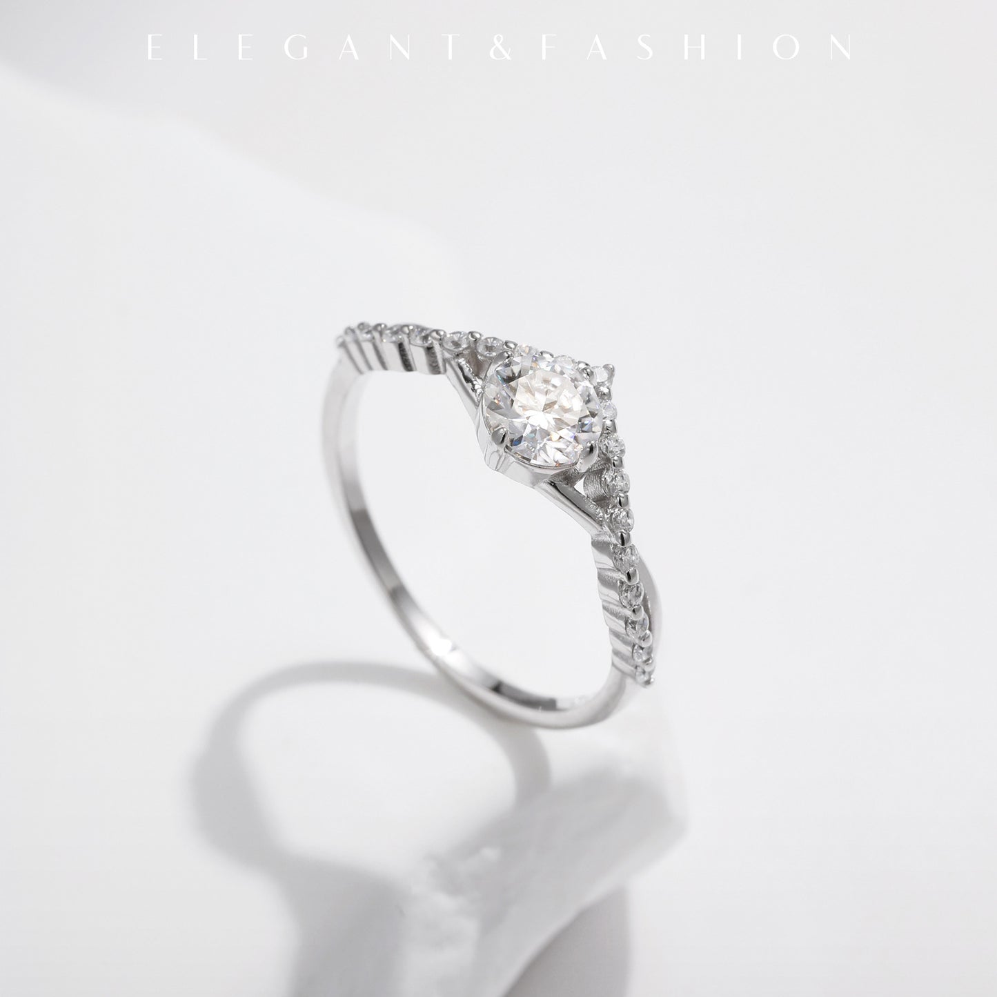 Crown Sterling Silver Moissanite Ring