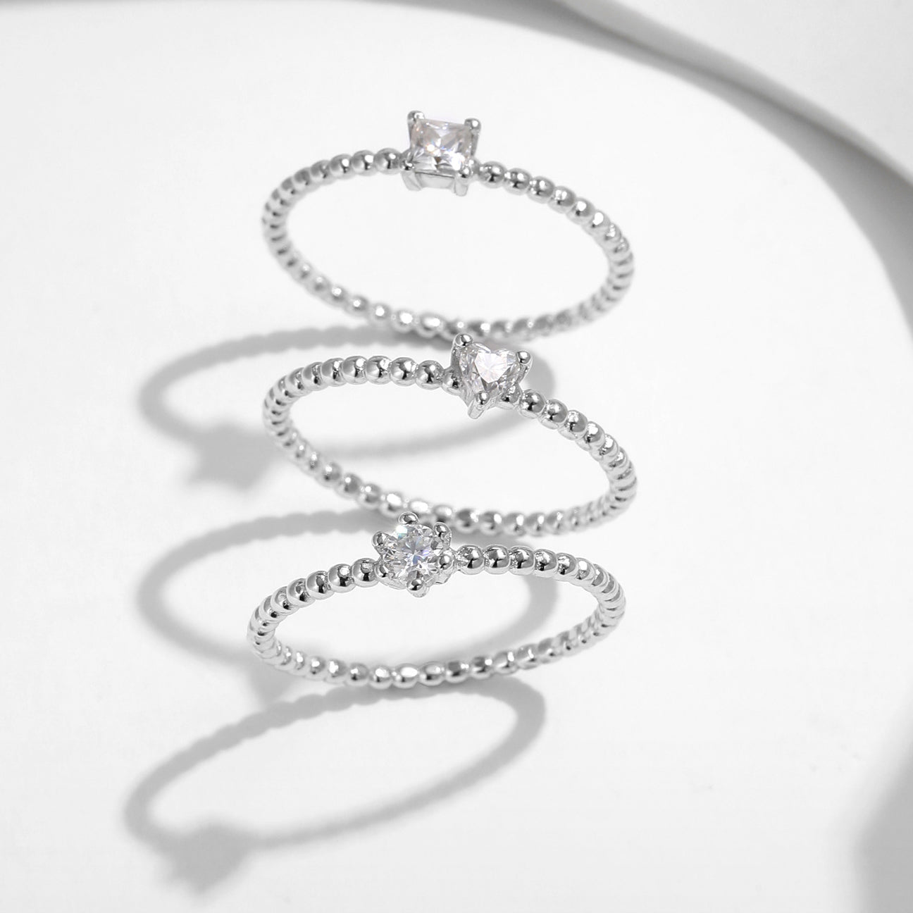 Sterling Silver Heart Moissanite Ring