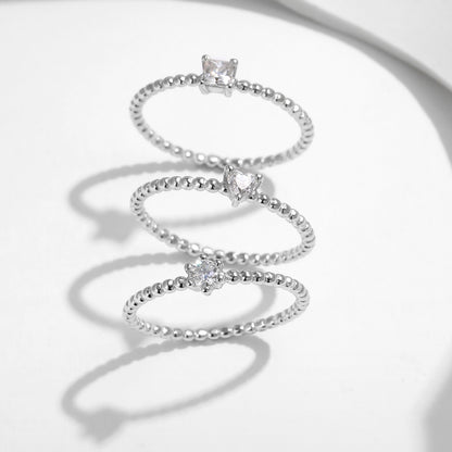 Sterling Silver Heart Moissanite Ring