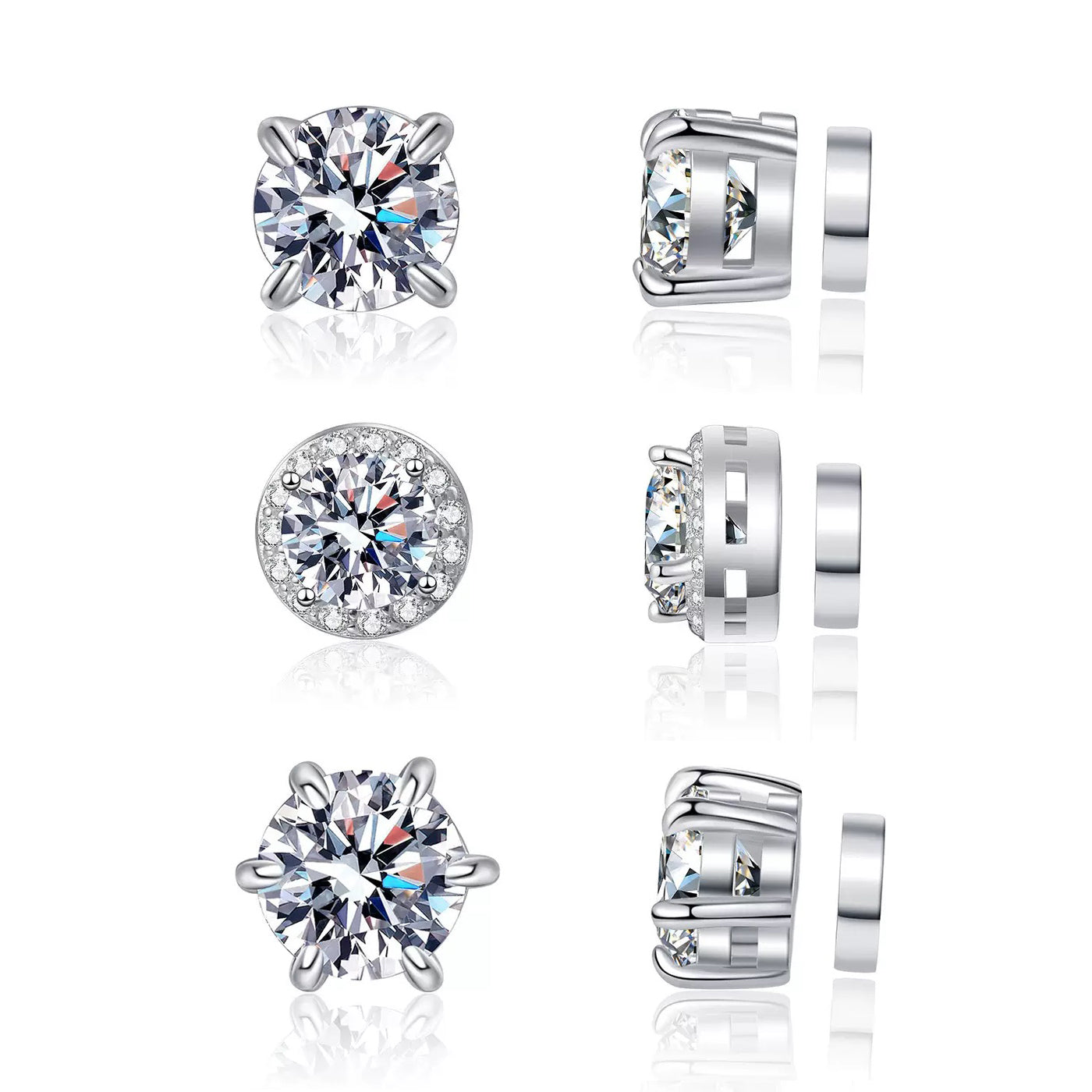 5A Zircon/D Color Moissanite Magnetic Earrings