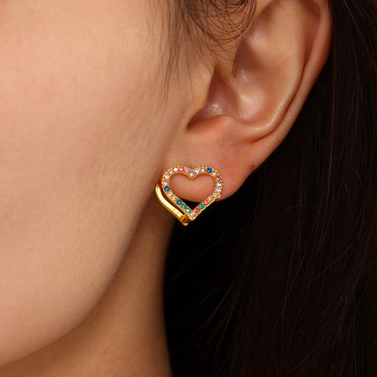 Double Sided Heart Shaped Diamond Earrings