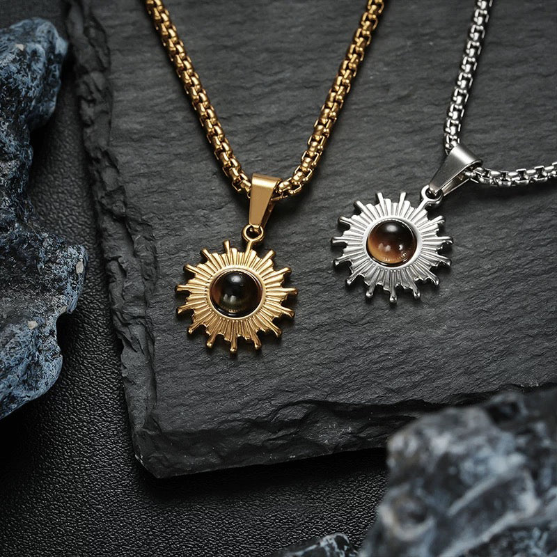 Sunflower Cat's Eye Pendant Necklace