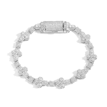 Cross Flower Hip Hop Zircon Bracelet