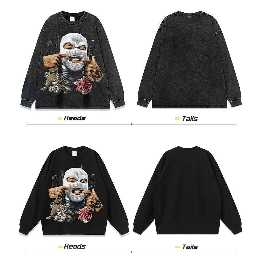 American Retro Hip-Hop Print Sweatshirt