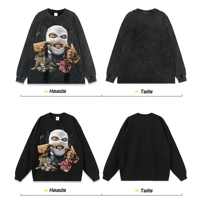 American Retro Hip-Hop Print Sweatshirt