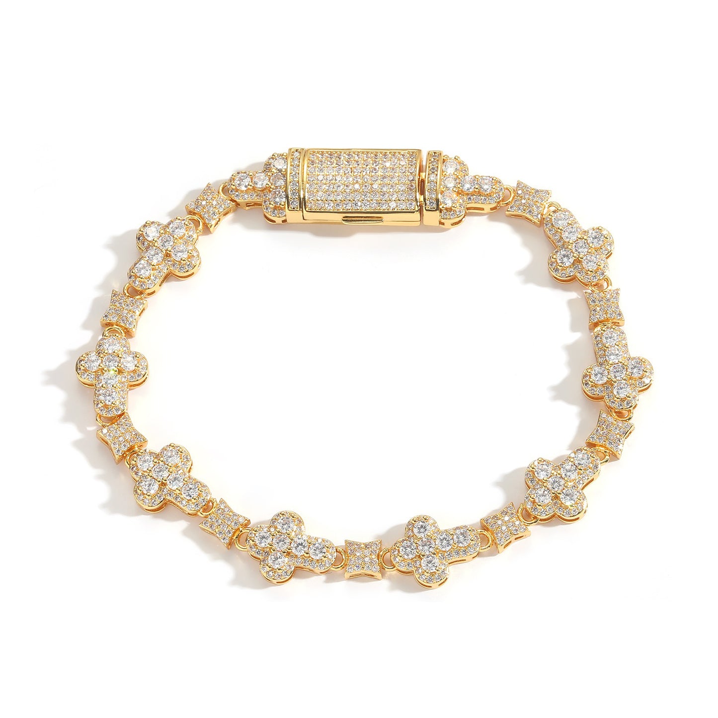 Cross Flower Hip Hop Zircon Bracelet