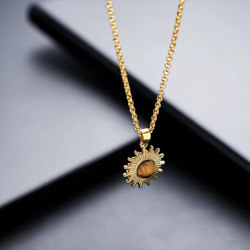 Sunflower Cat's Eye Pendant Necklace