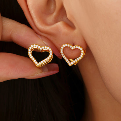 Double Sided Heart Shaped Diamond Earrings