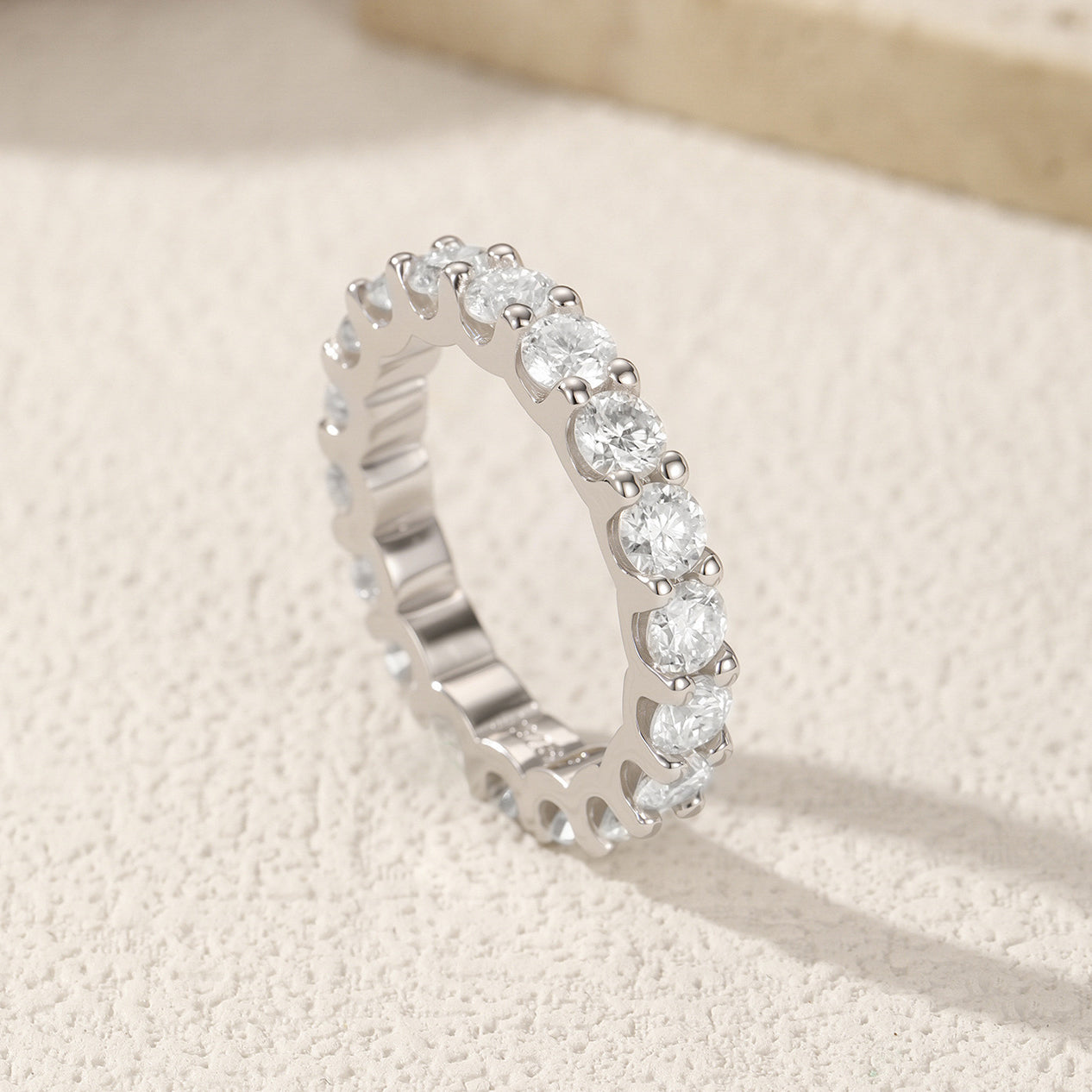 Full Diamond Sterling Silver Moissanite Ring