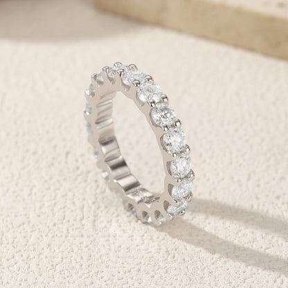 Full Diamond Sterling Silver Moissanite Ring