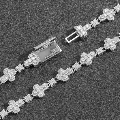 Cross Flower Hip Hop Zircon Bracelet