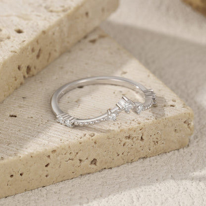 V-Shaped Sterling Silver Moissanite Ring