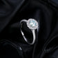 Halo Sterling Silver Moissanite Ring