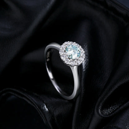 Halo Sterling Silver Moissanite Ring